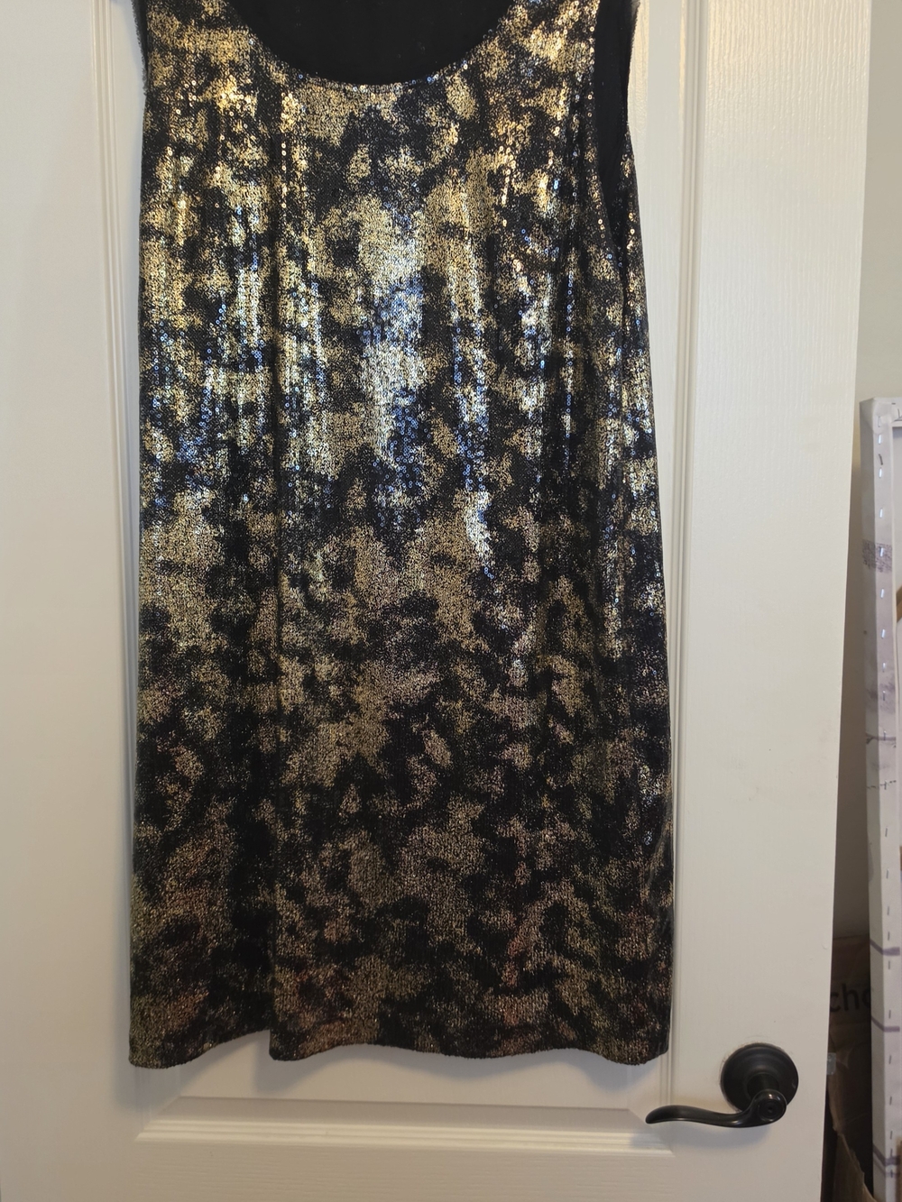 MICHAEL Michael Kors Black and Gold Sequin Shift Dress